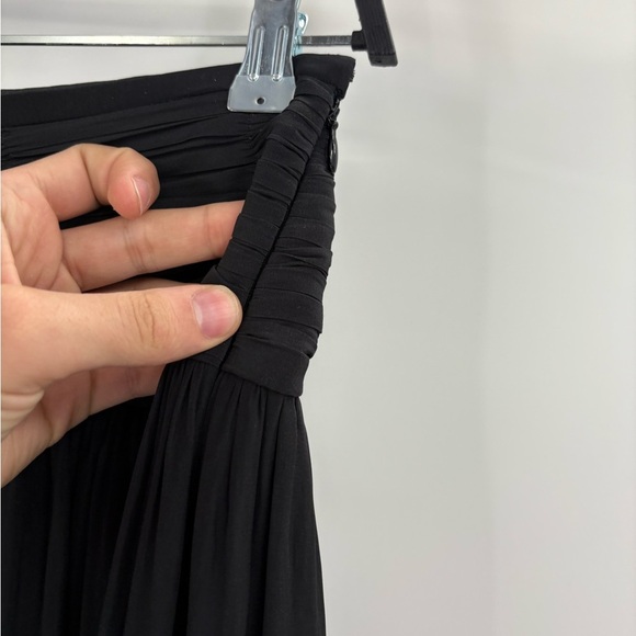 Ramy Brook Jessy Black Midi Shirred Asymmetrical Front Side Skirt Size 4 - Picture 7 of 15